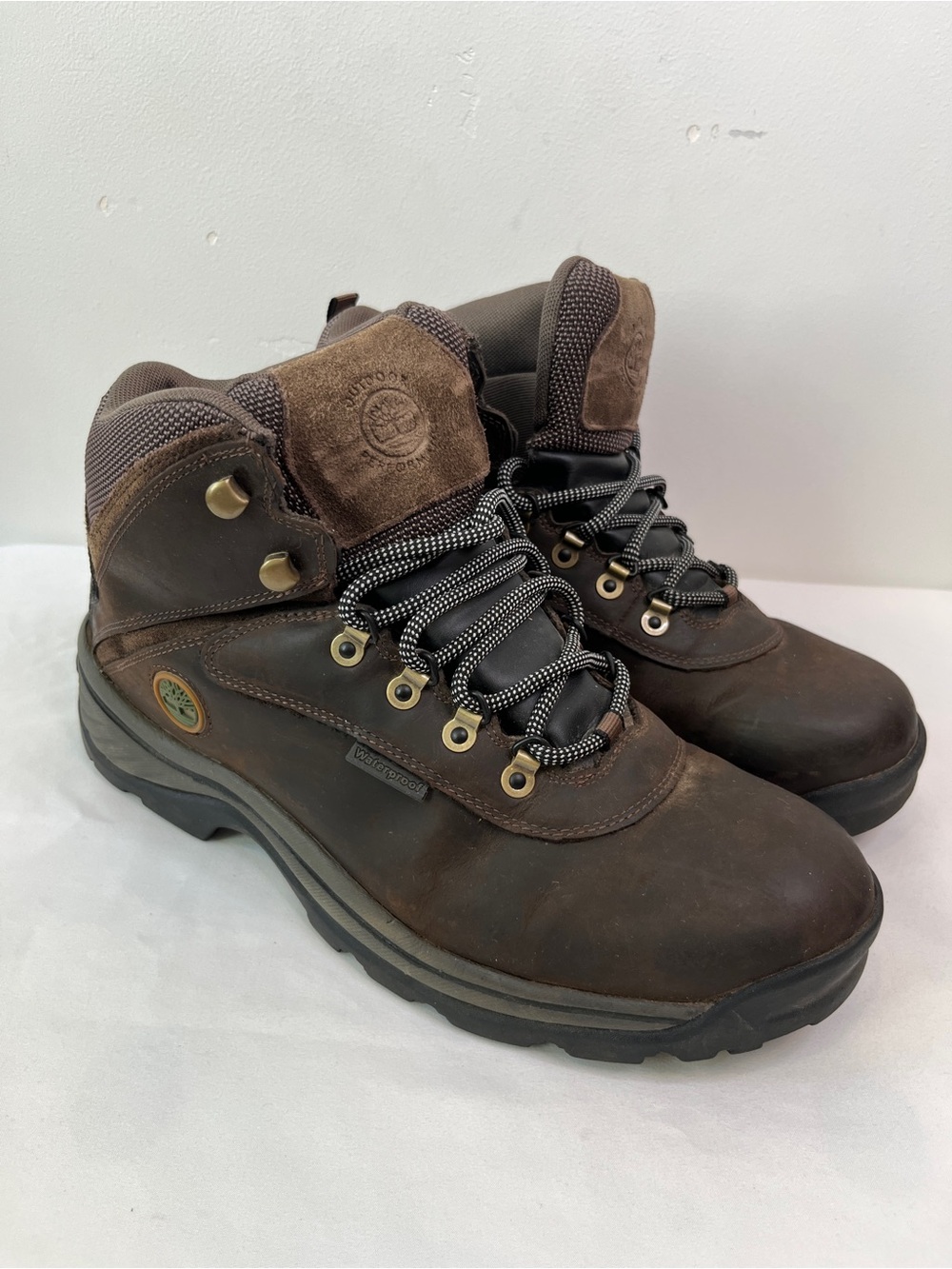 Timberland White Ledge Mid Waterproof Brown Leather Hiking Boots Mens 11 W 12135